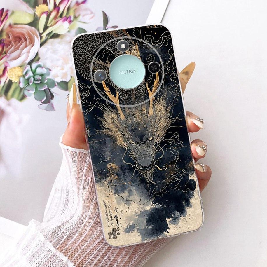 6.8" Case For Honor X9c Smart 5G Cover Cool Fashion Dragon Lion Wolf Cartoon Soft Silicone Phone Cases For HonorX9c Smart Bumper