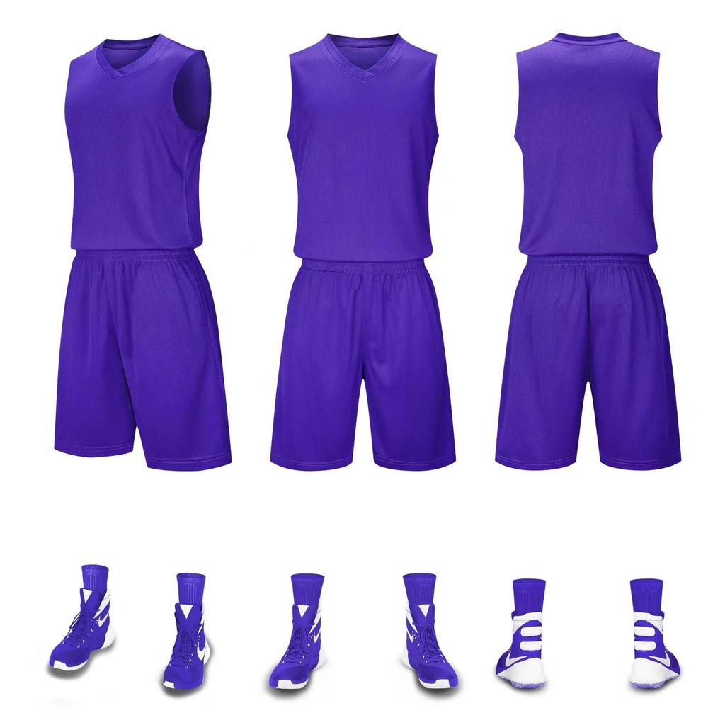 Solid Color Basketball Uniforms for Students: Summer Training and Game Jerseys