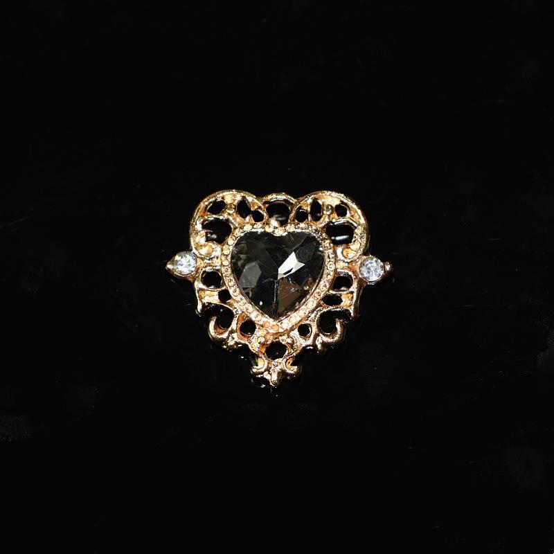 10Pcs Fashion Vintage Hollow Lace Crystal Peach Heart Love Accessories Baroque Alloy Accessories DIY Handmade Materials