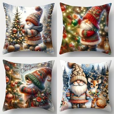 Wohndekor Weihnachtsgnome Dekorative Kissenbezüge Muster Kissenbezug Geeignet für Sofa Schlafzimmer Auto Kissenbezug