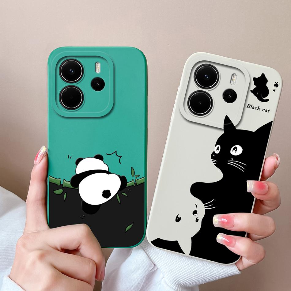 For Redmi Note 14 4G Europe Case Cute Cartoon Full Protection Funda For Redmi Note14 Liquid Silicone Shockproof Back Covers Capa
