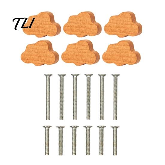 Modern Minimalist Cabinet Pulls Cloud Shaped Wooden Knobs for Cabinets & Drawers, Wood Handles Beech with Screws, Nordic Style Decorative Nursery