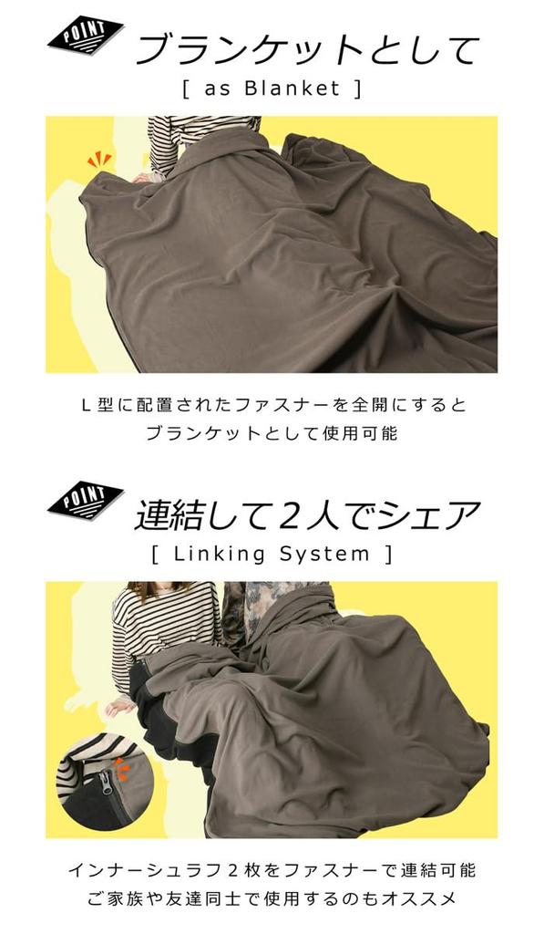 Limited Select Inner Sleeping Fluffy and Warm for and Camping and Single RQ1274 Bag, Fleece, Spring, Autumn, Winter, Outdoors, Connectable, Size, C,