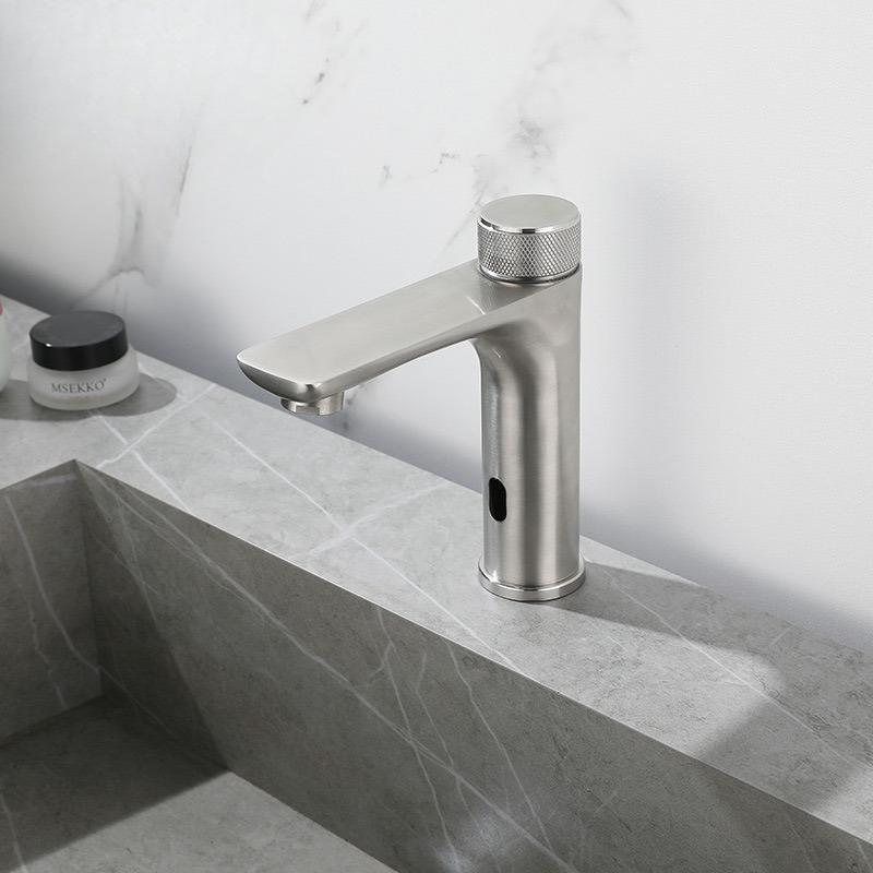 

304 Stainless Steel Hot and Cold Water Basin Faucet with Infrared Sensor for Bathroom Vanity Sink Faucet Basin