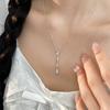 Matte Water Droplet Tassel Necklace for Women, Minimalist, Light Luxury, High-end, Niche Brushed Collarbone Chain