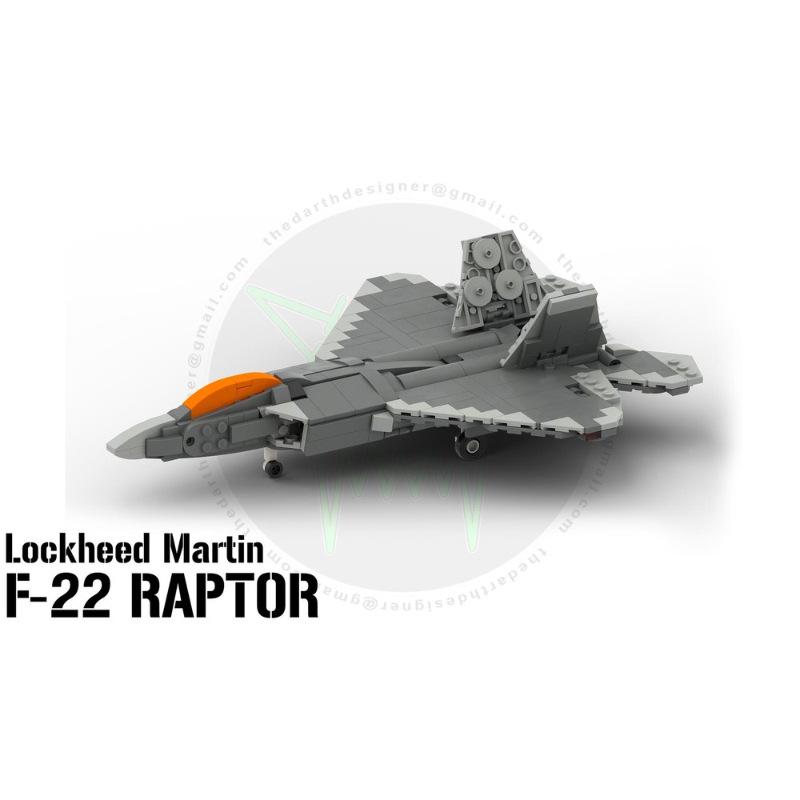 Platinum Brick: MOC-170089-2F-22  Raptor  Stealth Fighter, 1:70 Scale BOBlocks Model
