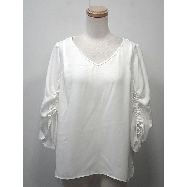 [Free Shipping] PLST Polyester Latine Sleeve Shirring Blouse [Unused] [Used] Women s