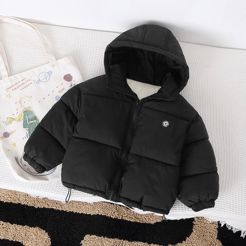 

Детская пуховая куртка с хлопковой подкладкой, толстое пальто для мальчиков и девочек, зимнее 150cm чёрный