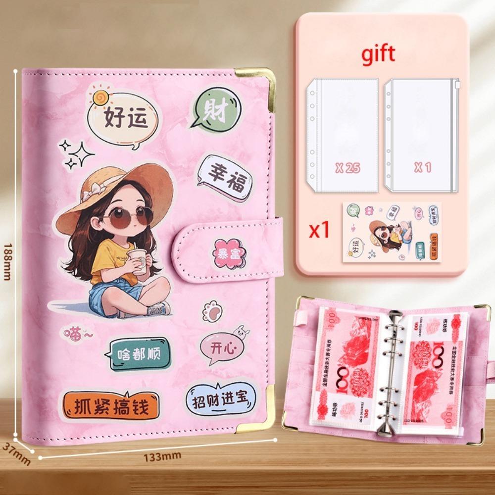 Save Money Envelopes Money Saving Challeng PU Waterproof Mini Binder Savings Challenge Reusable Large Capacity