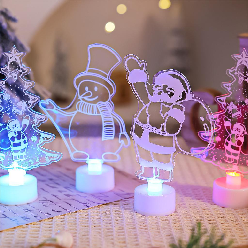 Illuminated LED Acrylic Christmas Decoration Tabletop Ornament Christmas Decorative Nightlight For Home Office Bedroom