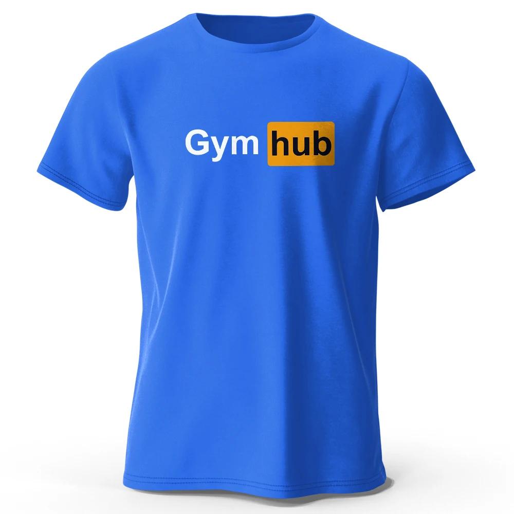 Gym Hub Bedrucktes T-Shirt 100% Baumwolle Oversized Lustige Grafik-T-Shirts für Sommer-Tops