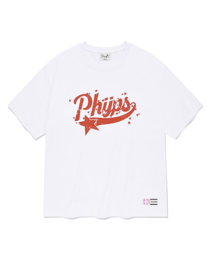 PHYSICAL DEPARTMENT Scatter Startail Short Sleeve T-Shirt_White/Red