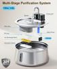 Cordless Rechargeable Pet Drinking Fountain 4L Stainless Steel Automatic Water Bowl Dispenser for Cat Dog Home
