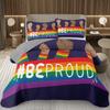 Rainbow Bedspread Queen/Full People Celebrating International Day for LGBT Community Quilt Set Colorful Rainbow Striped Coverlet