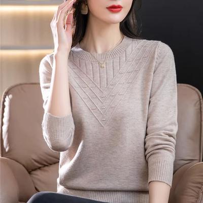 Herbst Damen Warme Strickpullover Tops Mutter Kleidung Langärmelig Locker Große Größe Dünner Pullover