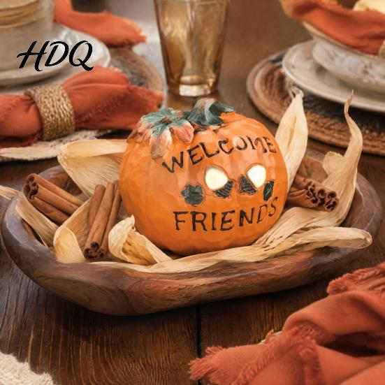 Compact Sand Table Landscaping Props Harvest Halloween Pumpkin Figurine Resin Welcome Ornament Autumn Thanksgiving Hand Painted Holiday Centerpieces