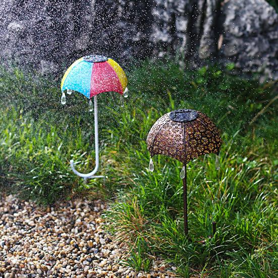 Solar Light Creative Realistic Looking Shape High Waterproof Brightness Easy Installation Decorative Iron Umbrella Style