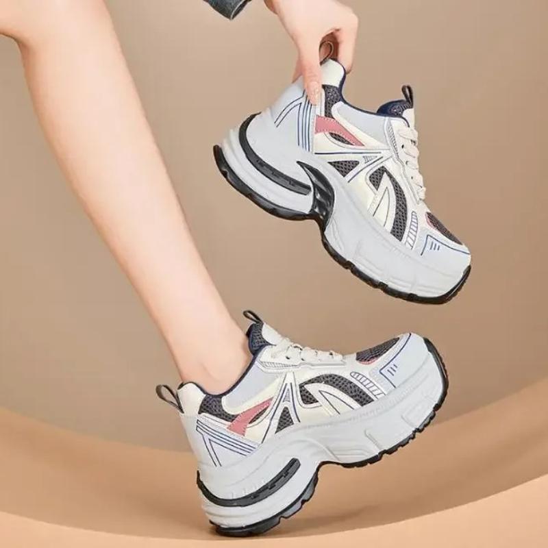 Fashion 9.5CM Women Summer Air Mesh Microfiber Platform Wedge Slides Shoes Sandals Breathable Mules Shoes Fashion Women Chunky Sneakers