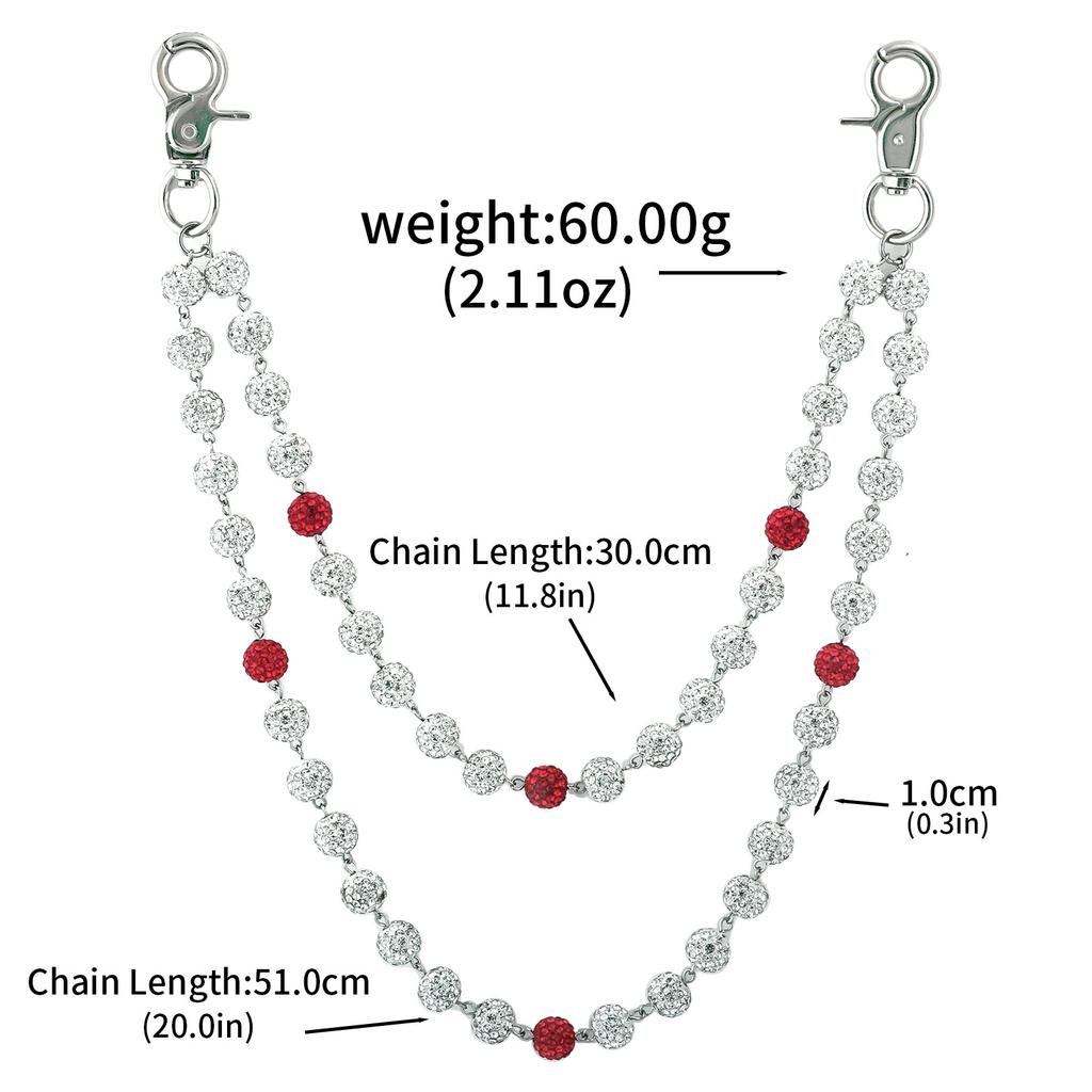 Hip Hop Disco Ball Rhinestone Exquisite Imitation Pearl Keychain Wallet Belt Chain Men Women Punk Hipster Pant HipHop Jewelry