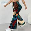 Women's Casual High Waist Flare Pants, Floral Print Streetwear Bell Bottom Trousers
