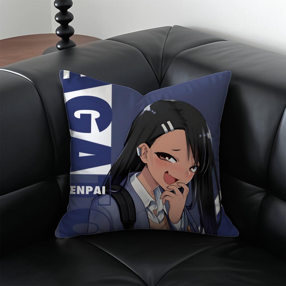 anime comedy NNagatoro SSan Cushion Cover Pillow Case Antidustmite Invisible zipper silky plush cushion