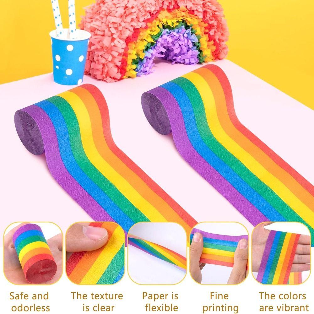 10Rolls Vibrant Colors Rainbow Crepe Paper DIY Decoration Crepe Paper Streamers  Ceremony Decoration