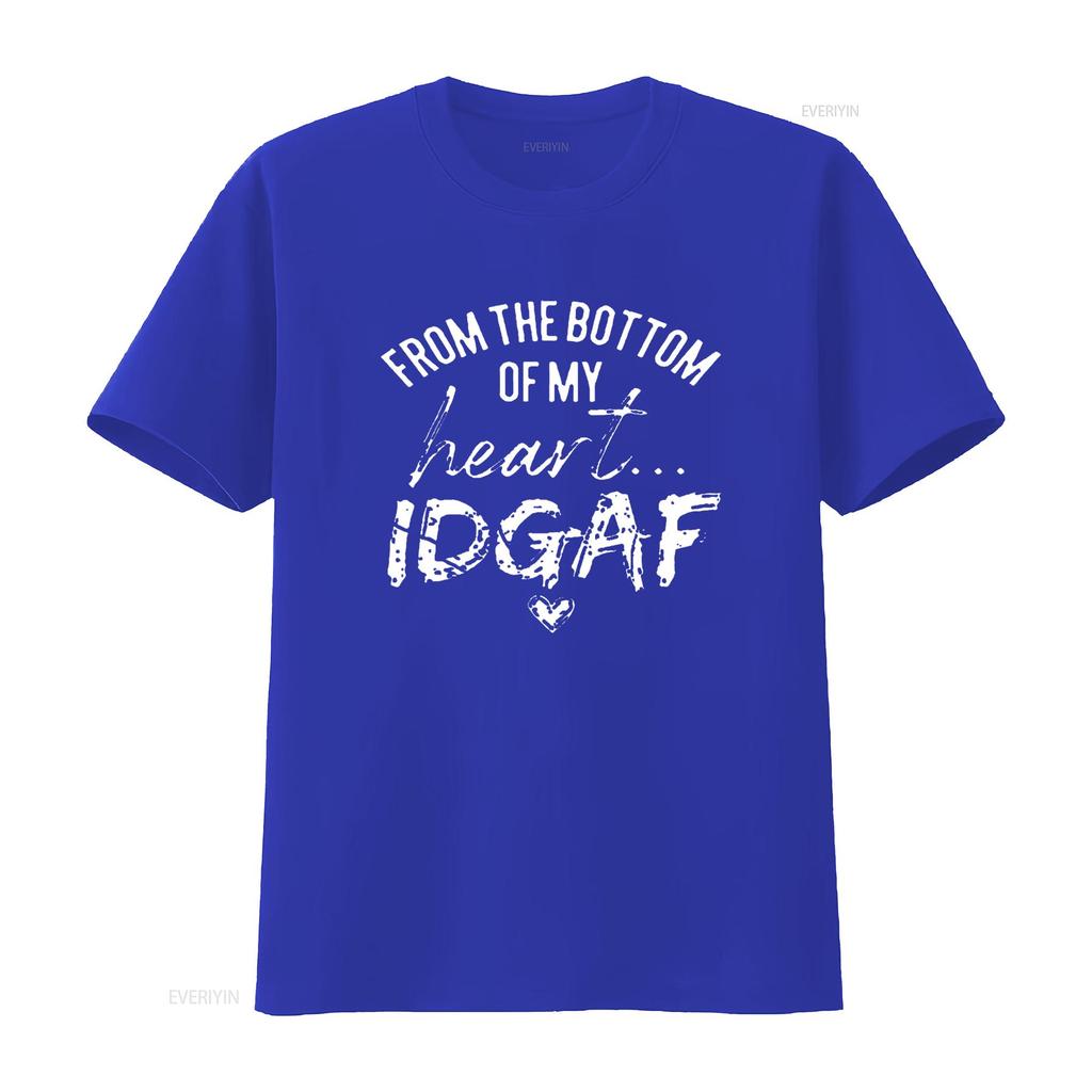 IDGAF T Shirt Women from The Bottom of My Heart Funny Tops Casual with Saying Black L vintage Washed designer clothes