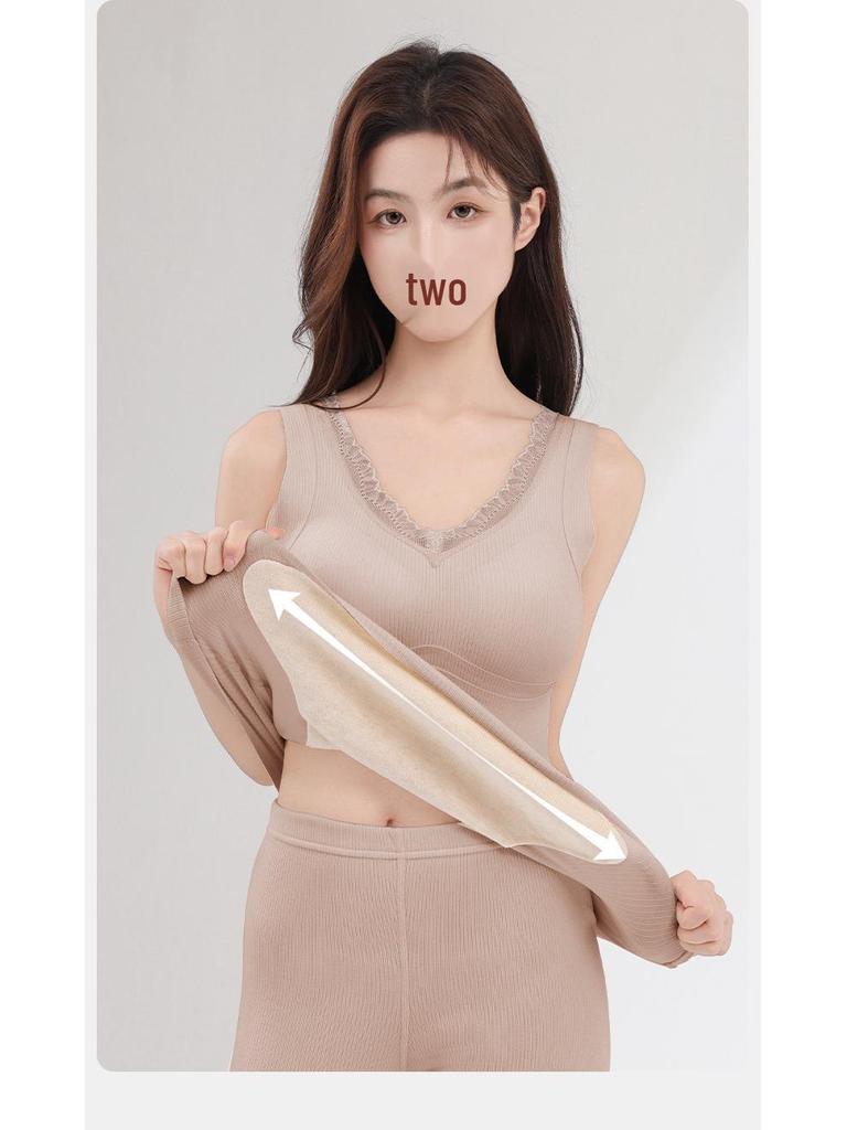 Women's Double-Sided Brushed Seamless Vest: Mulberry Silk & Merino Wool, Autumn/Winter Style with Plus Velvet Base Layer