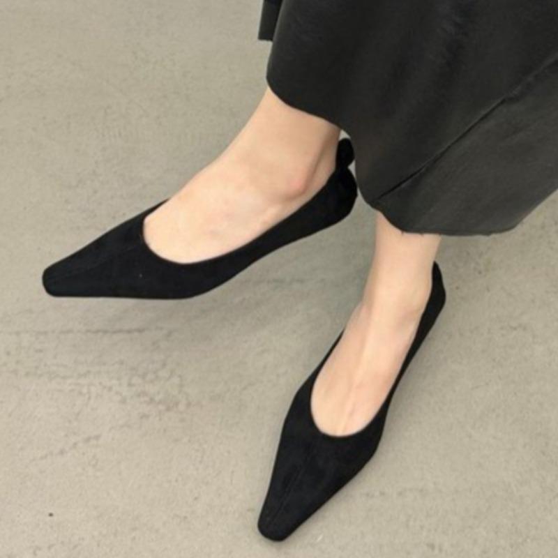 2024 Autumn Fashion New Pointed Toe Comfortable, Elegant and Fashionable Low-heeled Slip-on Suede Low-top Shoes