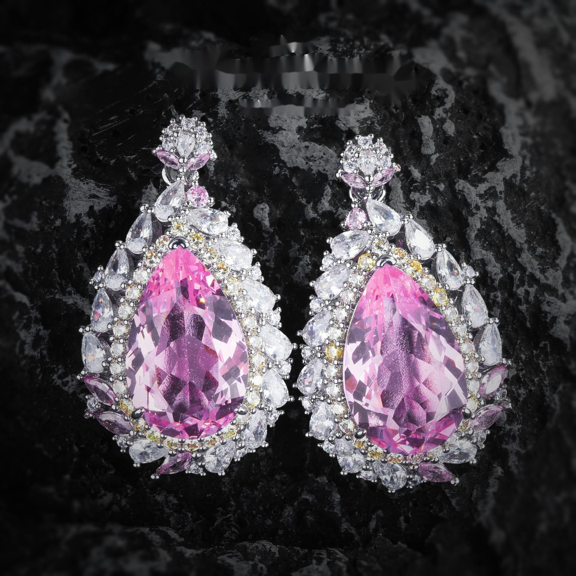 

BELLA BOX Роскошный комплект украшений из розового морганита в форме капли с изумрудом большого карата, подходящий для дорогих ювелирных изделий на женских банкетах и вечеринках розовый