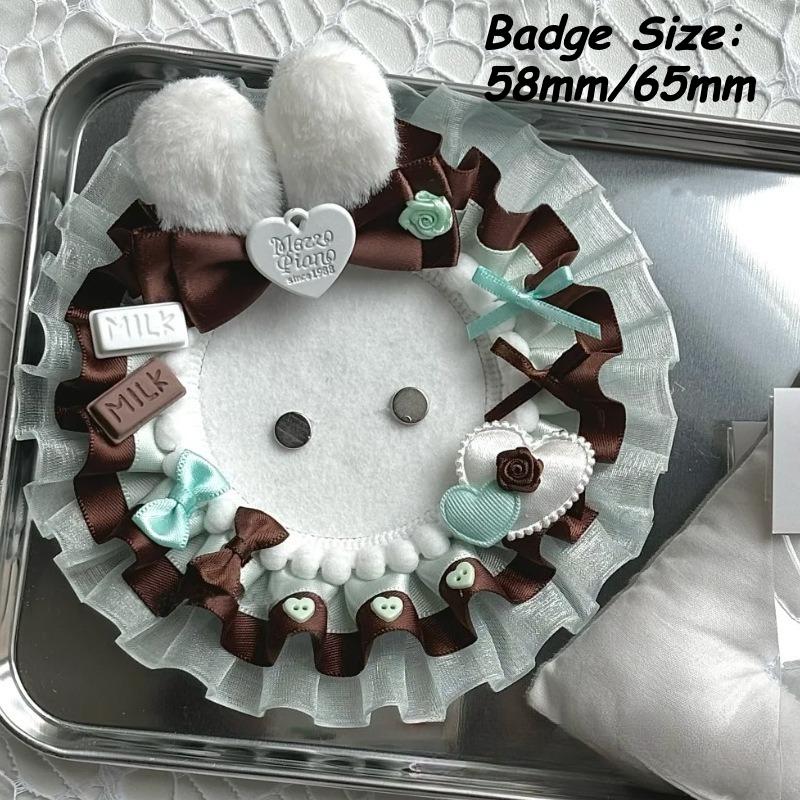 Cute Angel Cat Badge Holder for 58mm 65mm Anime Badges Lace Photo Card Holder 3 Inch Kpop Idol Photo Frames Handmade Card Binder