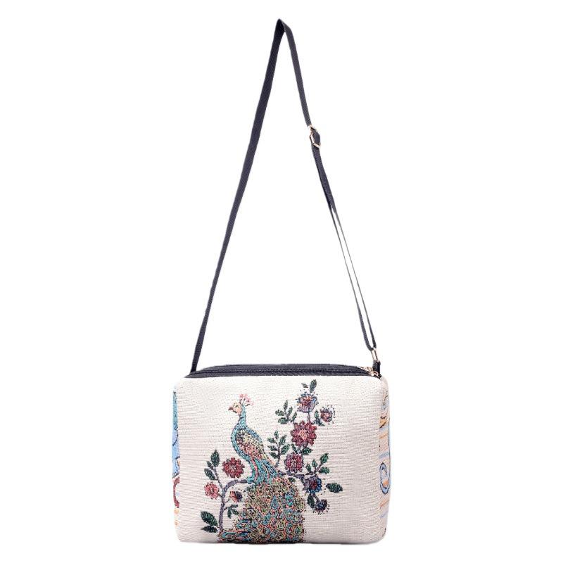Bolsa Bordada Dupla Face Estilo Étnico, Bolsa Quadrada Pequena Feminina, Bolsa Transversal, Bolsa Pequena Leve, Bolsa de Viagem