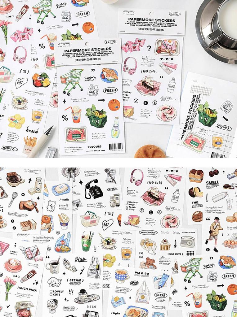 moin moin for convenience and everyday soft serve ice cream 2504sl357 stickers, 12-piece set, small, supermarkets, stores, items/stuffed toys, cream,