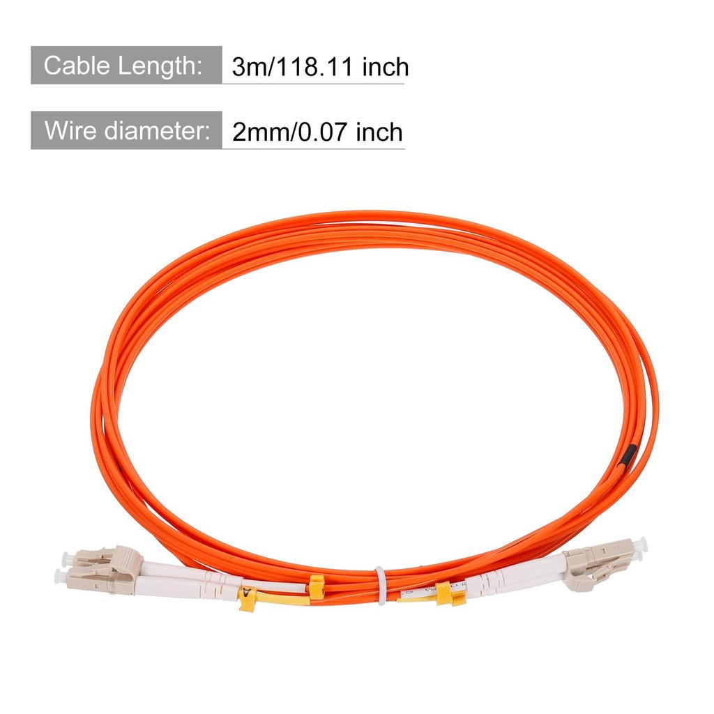 Uxcell 3M Multimode Duplex OM1 LSZH Glasfaser Jumper Patch für Netzwerktransceiver und Instrumentierung LC-LC Kabel, Orange,