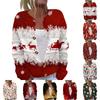Stylish Women's Christmas Print Long Sleeve Knit Cardigan Button Front Casual Sweater