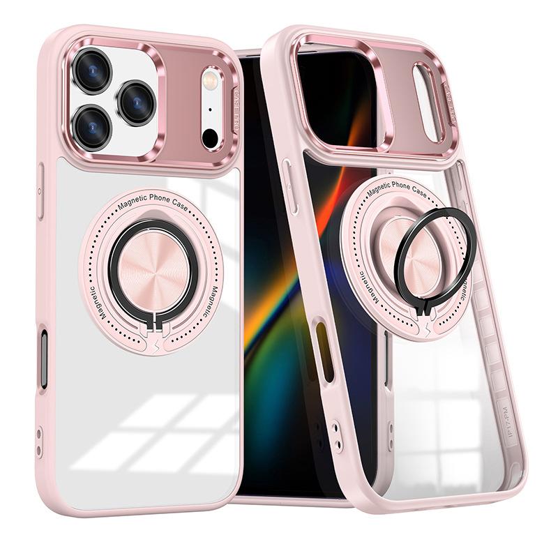 For IPhone17Pro Max Rotating Magnetic Stand 15 Mobile Phone Case for Apple 16 Transparent Mobile Phone Protective Case