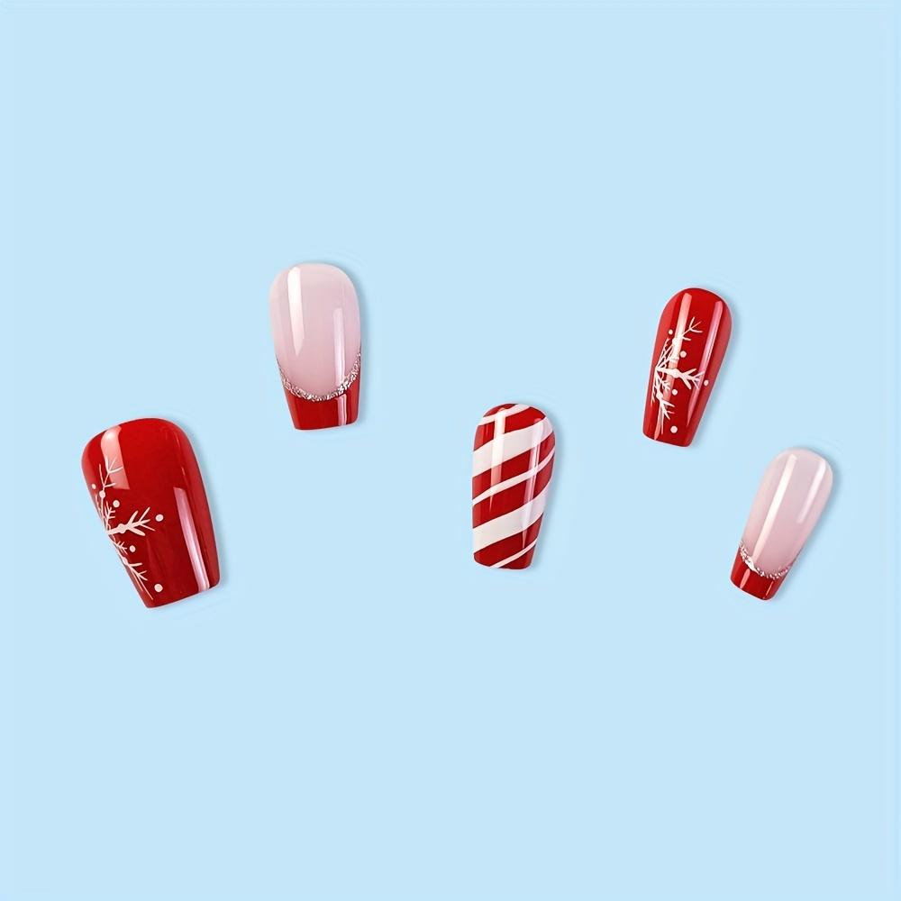 24pz Unghie Finte Corte Lucide Stile Balletto Unghie Fiocco di Neve Bianco Unghie Finte Francesi Per Donne Ragazze