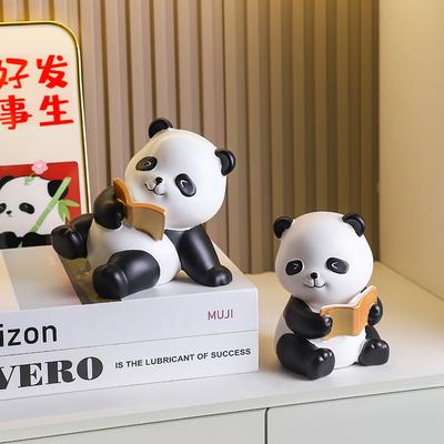 2Pcs: Library Panda Decorative Bookholder Decorative Desktop Cute Panda Bookholder School Office Resin Bookholder