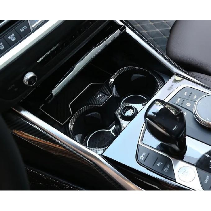 Autokonsole Armlehne Wasserbecherhalter Dekoration Rahmenabdeckung Verkleidung für BMW 3er G20 G28 Innen ABS