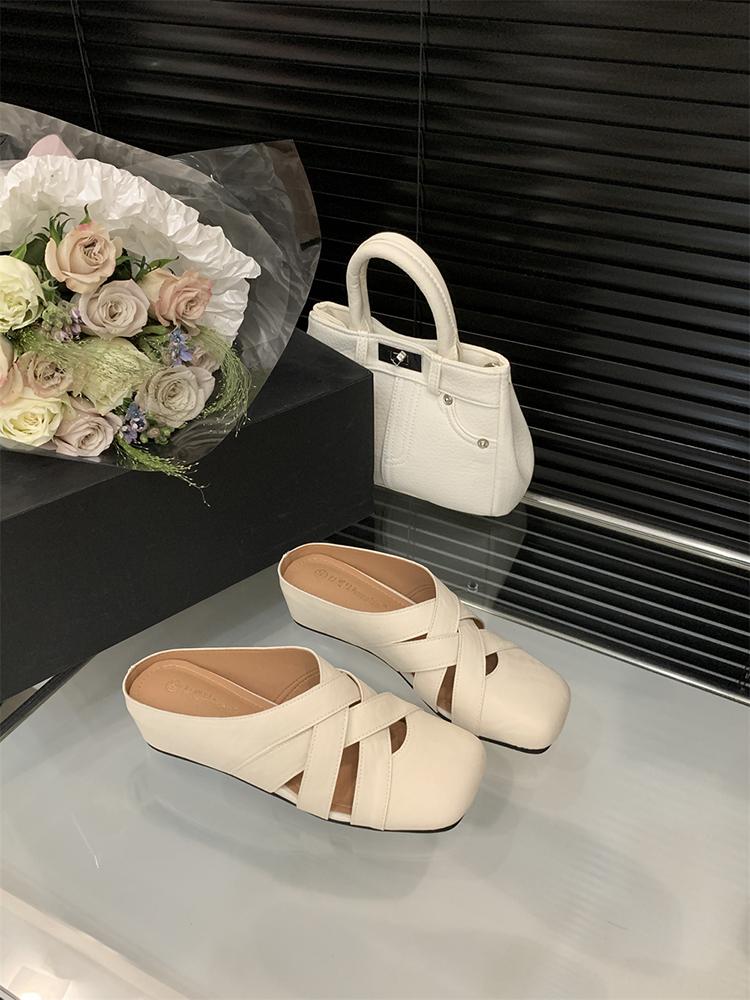 Fashion Narrow Band Braided Cross Strap Summer Mules Shoes for Women Casual High Heels Slippers Comfort Walking Sandals Slingback Slides