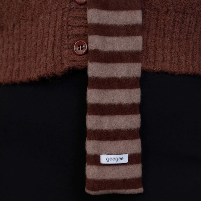 geegee fluffy stripe long scarf - brown