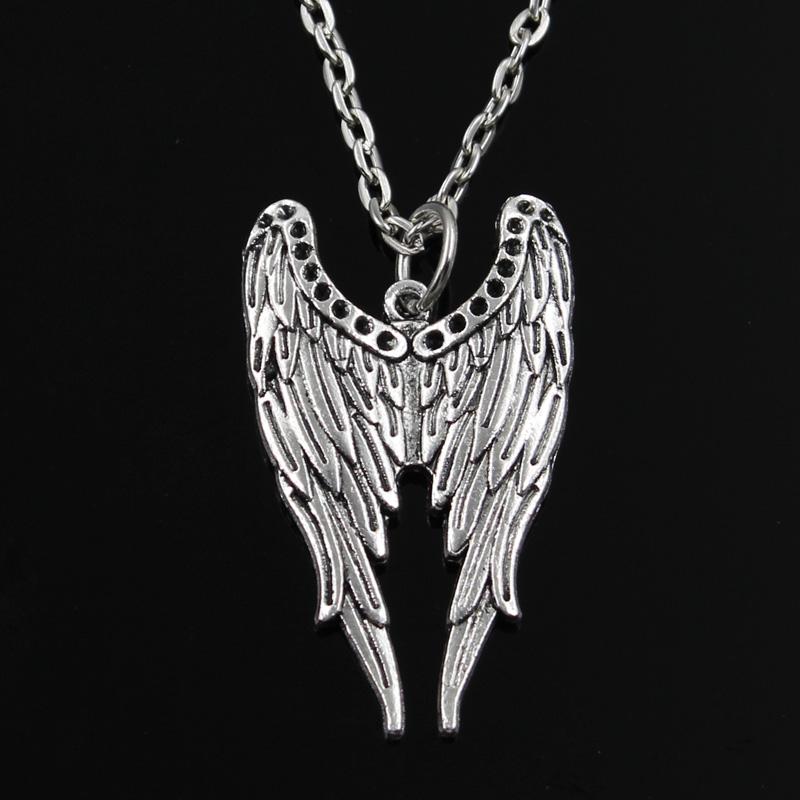 New Fashion Angel Wings Pendants Round Cross Chain Short Long Mens Womens Silver Color Necklace Jewelry Gift