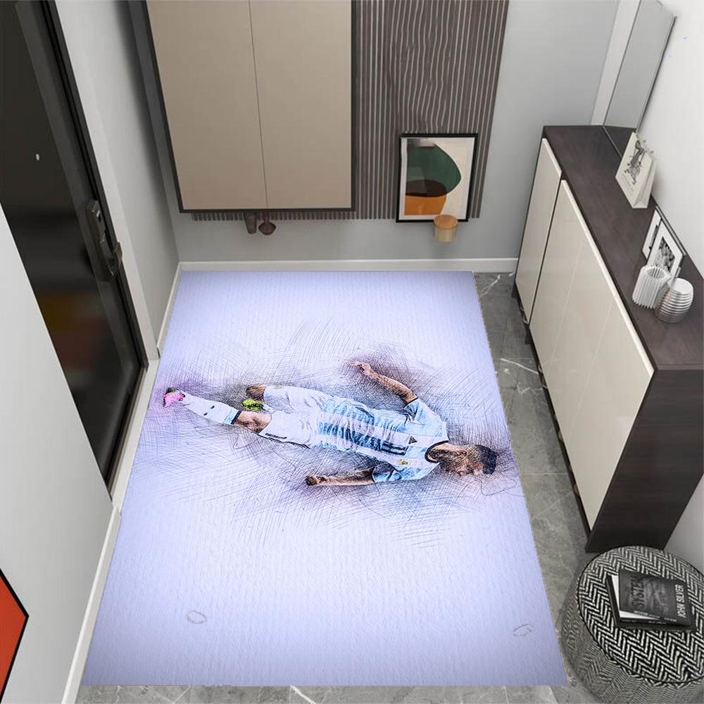 Dynamic Soccer Action Floor Mat Perfect for Bedrooms Kitchen Dining Room Dormitory Anti-slip Rug Office home decor Perfect Gift for Friends & Family