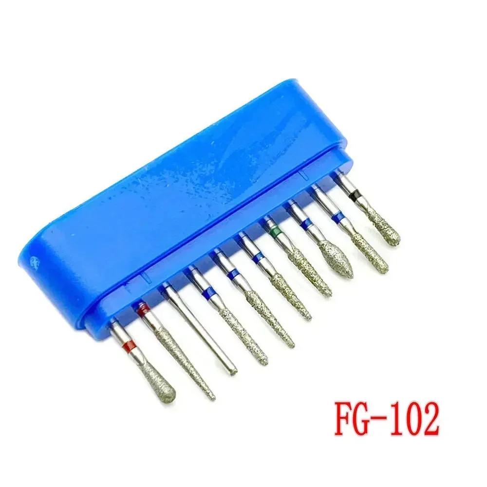 10pcs/box Dental Diamond Burs Drill FG Diamond 1.6mm Shank for High Speed Handpiece Burs