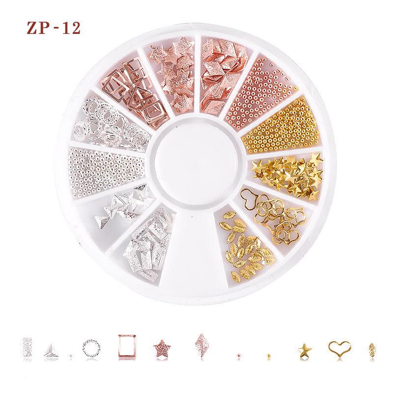 

Украшения для ногтей Звезда Луна Заклепка Японский пустотелый сплав ногтей Декоративные заклепки Ювелирные изделия Rivet Turntable ZP-12