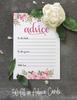 Inkdotpot Set of 50 Advice for The Bride & Groom Floral Advice Cards Wedding Activity Game, Guestbook Alternative 5x7 inches
