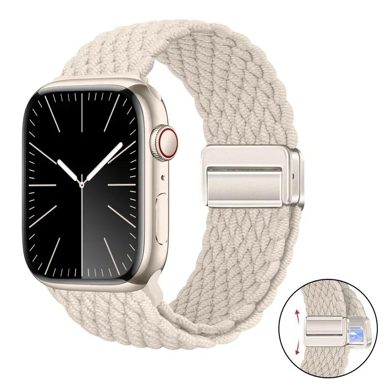 Magnetic Braided Loop Strap For Apple Watch Band 45mm 41mm 44mm 42mm 46mm Ultra 3 49mm Nylon Bracelet iWatch 11 10 9 8 7 6 5 SE