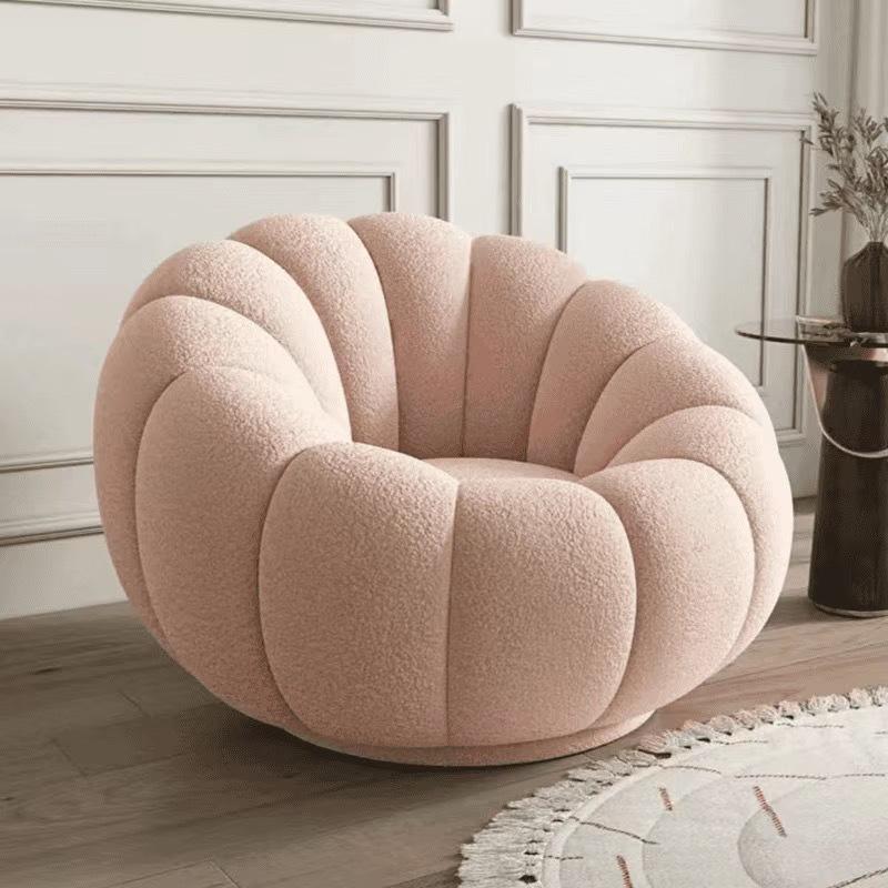Pumpkin Style Cream Recliner: Comfy Single Sofa for Small Apartments