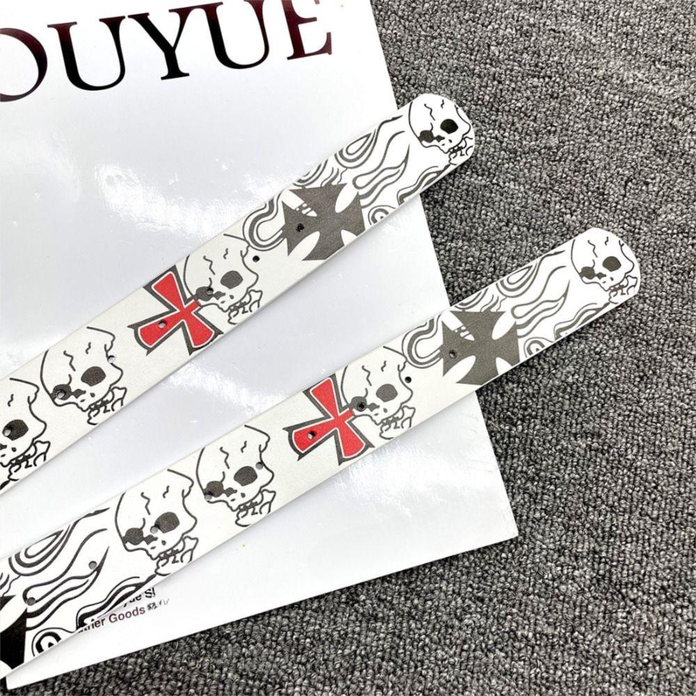 Y2k Skull Belt Jeans Decor Pu Cross Waistbands Simple Skeleton Belt  Female/Girls