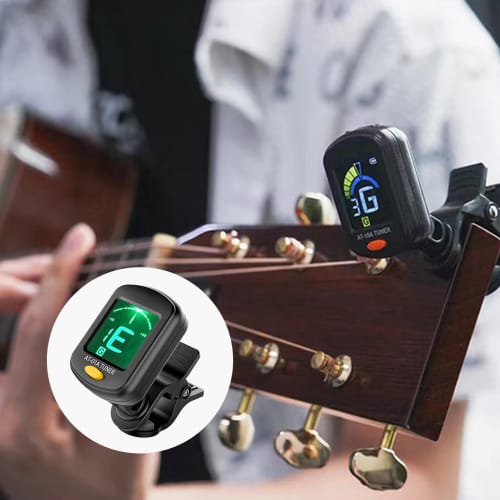 Solxion Guitar Tuner Clip-on Tuner with High Precision Tuning Meter for Ukulele, Bass, and Violin
